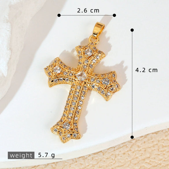 Wholesale Jewelry Geometric Copper Cross Pendant Necklace Hiphop Style Electroplated For Men And Women