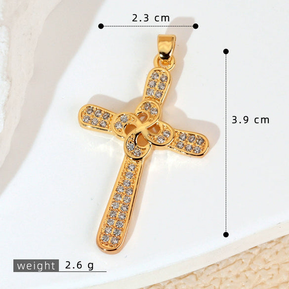 Wholesale Jewelry Geometric Copper Cross Pendant Necklace Hiphop Style Electroplated For Men And Women