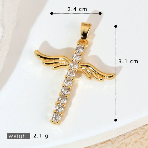 Wholesale Jewelry Geometric Copper Cross Pendant Necklace Hiphop Style Electroplated For Men And Women