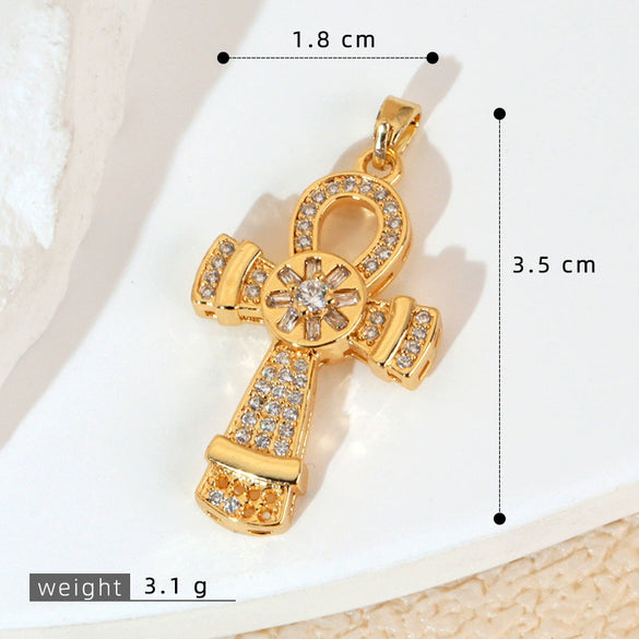 Wholesale Jewelry Geometric Copper Cross Pendant Necklace Hiphop Style Electroplated For Men And Women