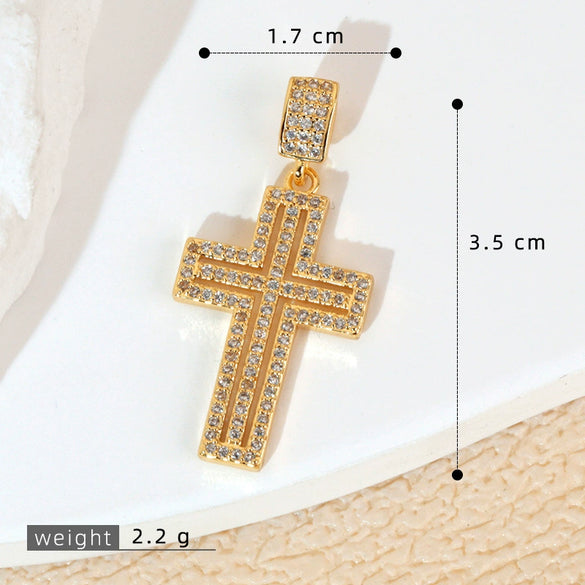 Wholesale Jewelry Geometric Copper Cross Pendant Necklace Hiphop Style Electroplated For Men And Women