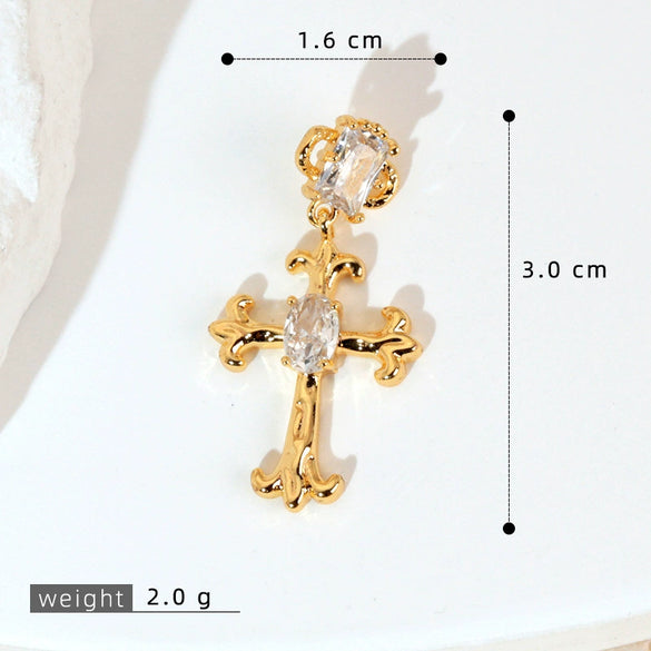 Wholesale Jewelry Geometric Copper Cross Pendant Necklace Hiphop Style Electroplated For Men And Women