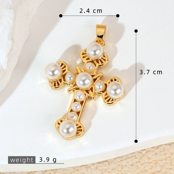 Wholesale Jewelry Geometric Copper Cross Pendant Necklace Hiphop Style Electroplated For Men And Women