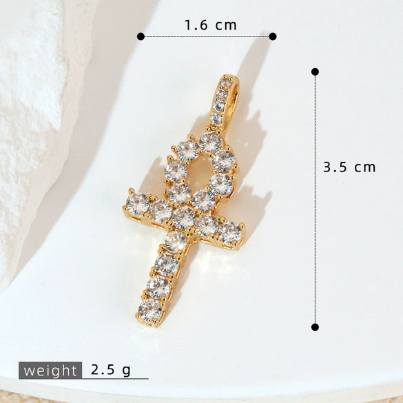 Wholesale Jewelry Geometric Copper Cross Pendant Necklace Hiphop Style Electroplated For Men And Women