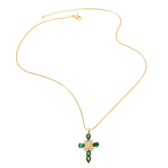 Wholesale Jewelry Geometric Copper Cross Pendant Necklace With Electroplating