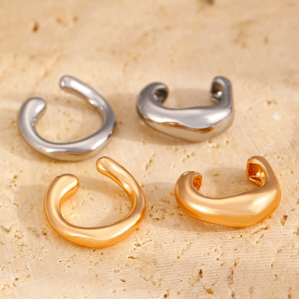Wholesale Jewelry Geometric Copper Cshaped Electroplated Ear Clip Open Earrings Unisex