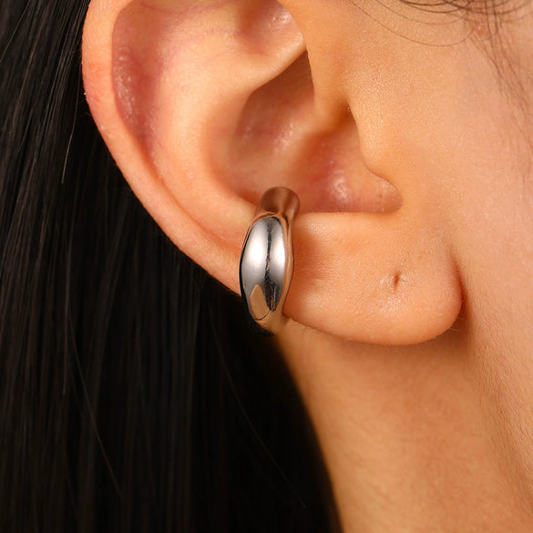Wholesale Jewelry Geometric Copper Cshaped Electroplated Ear Clip Open Earrings Unisex