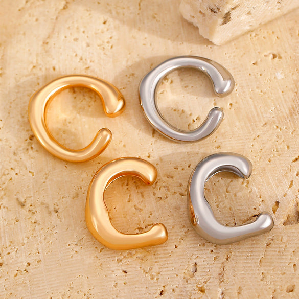 Wholesale Jewelry Geometric Copper Cshaped Electroplated Ear Clip Open Earrings Unisex