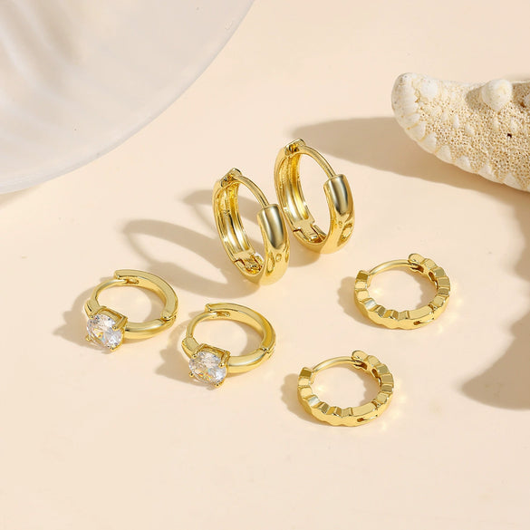 Wholesale Jewelry Geometric Copper Ear Buckle Electroplating Suit