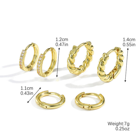 Wholesale Jewelry Geometric Copper Ear Buckle Electroplating Suit