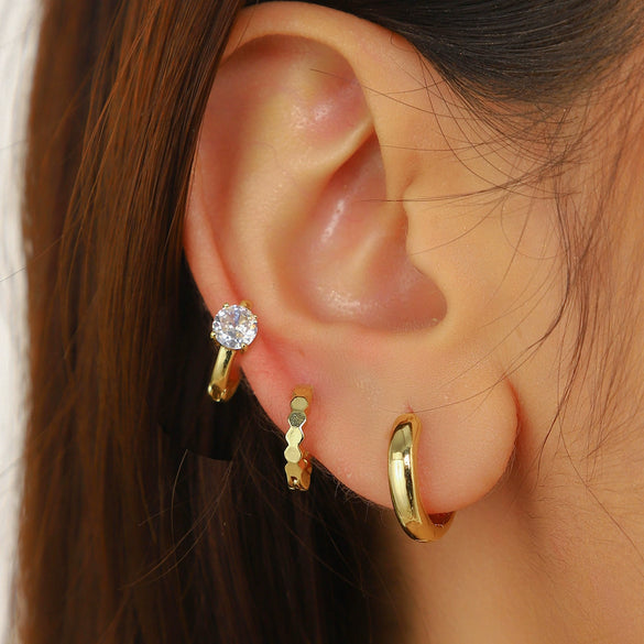 Wholesale Jewelry Geometric Copper Ear Buckle Electroplating Suit