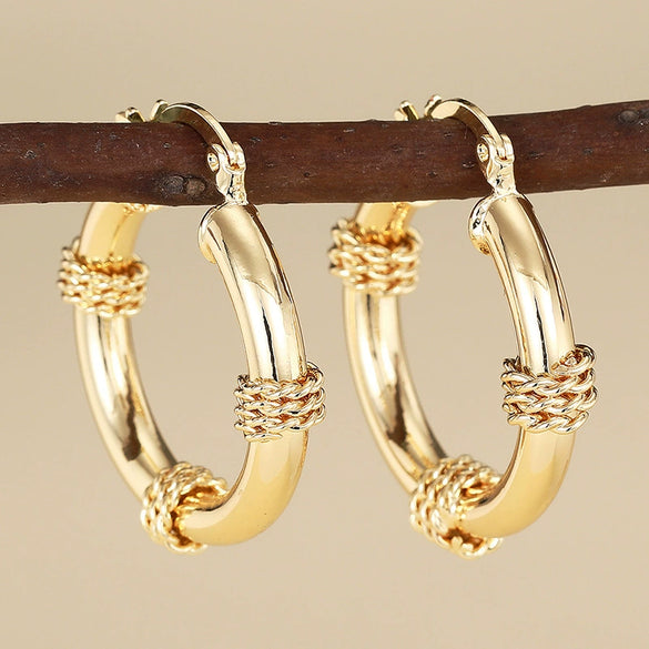 Wholesale Jewelry Geometric Copper Electroplated Highend Light Luxury Women's Ring Ear Buckle