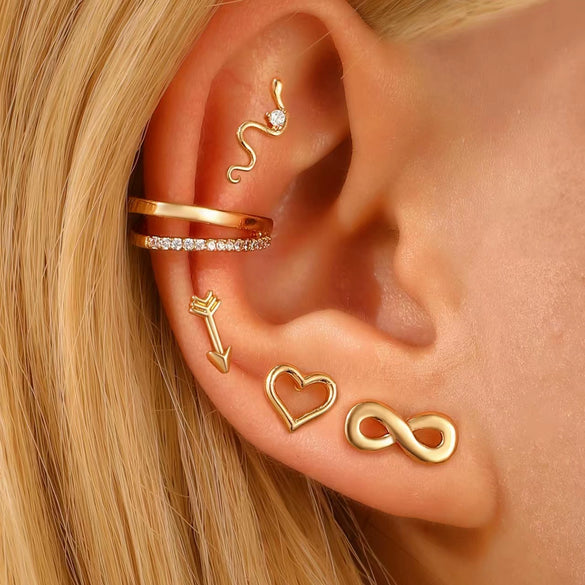 Wholesale Jewelry Geometric Copper Electroplated Micro Set Zircon Earrings And Ring For Women And Men