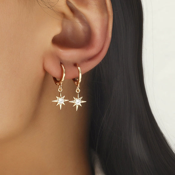 Wholesale Jewelry Geometric Copper Electroplated Micro Set Zircon Earrings And Ring For Women And Men