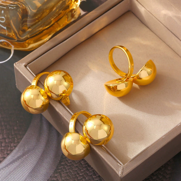 Wholesale Jewelry Geometric Copper Gold Plated Ring For Women