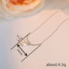 Wholesale Jewelry Geometric Copper Imitation Pearl Necklace With Electroplating And Small Opening Design Pendant And O Word Chain For Women