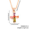 Wholesale Jewelry Geometric Copper Inlaid Zircon Electroplated Pendant Ochain Necklace