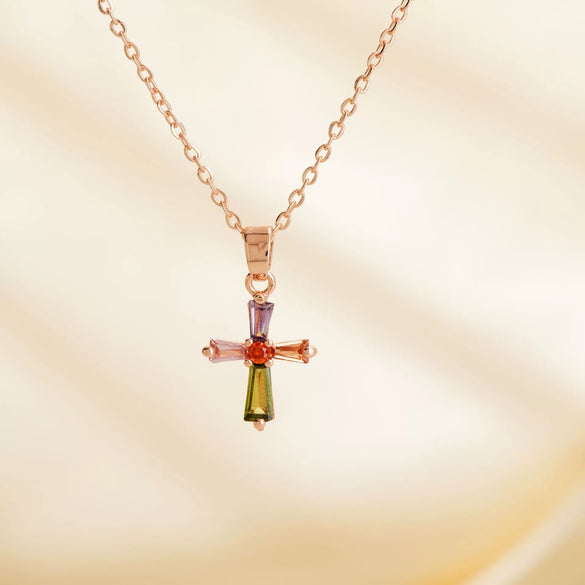Wholesale Jewelry Geometric Copper Inlaid Zircon Electroplated Pendant Ochain Necklace