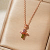 Wholesale Jewelry Geometric Copper Inlaid Zircon Electroplated Pendant Ochain Necklace
