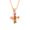 Wholesale Jewelry Geometric Copper Inlaid Zircon Electroplated Pendant Ochain Necklace