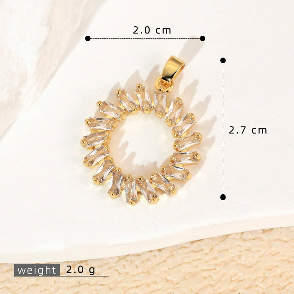 Wholesale Jewelry Geometric Copper Microinlaid Color Zirconium Electroplated Pendant For Women