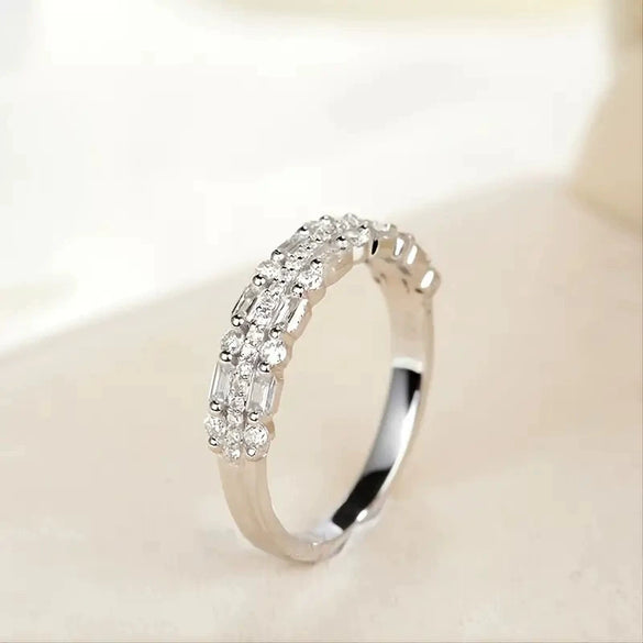 Wholesale Jewelry Geometric Copper Multi Layer Ring Inlaid Zircon