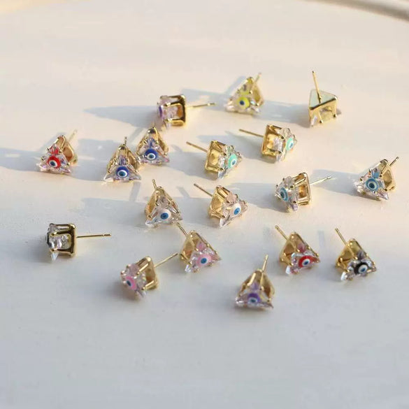 Wholesale Jewelry Geometric Copper Oil Dripping Electroplated Triangle Earrings For Women