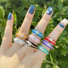 Wholesale Jewelry Geometric Copper Oil Dripping Microinlaid Zircon Heart Ring For Women