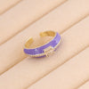 Wholesale Jewelry Geometric Copper Oil Dripping Microinlaid Zircon Heart Ring For Women