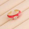Wholesale Jewelry Geometric Copper Oil Dripping Microinlaid Zircon Heart Ring For Women