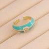 Wholesale Jewelry Geometric Copper Oil Dripping Microinlaid Zircon Heart Ring For Women