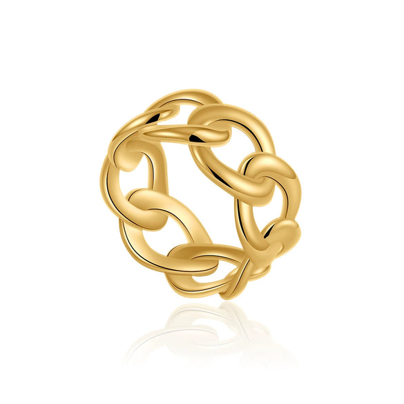 Wholesale Jewelry Geometric Copper Ring Electroplated With 18K Gold For Women