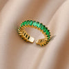 Wholesale Jewelry Geometric Copper Ring With Diamond Design And 18K Gold Plated For Women And Unisex In Ins Style