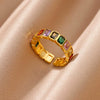 Wholesale Jewelry Geometric Copper Ring With Diamond Design And 18K Gold Plated For Women And Unisex In Ins Style