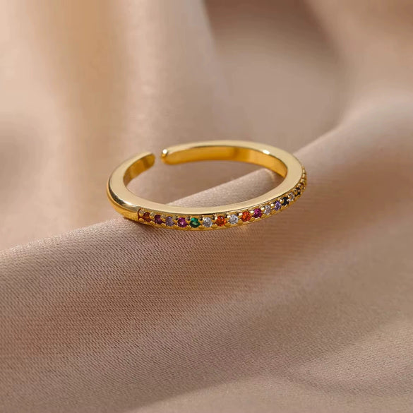 Wholesale Jewelry Geometric Copper Ring With Diamond Design And 18K Gold Plated For Women And Unisex In Ins Style