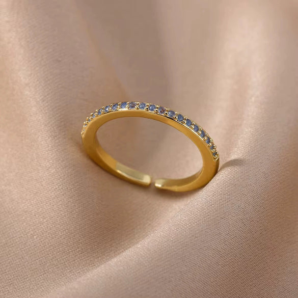 Wholesale Jewelry Geometric Copper Ring With Diamond Design And 18K Gold Plated For Women And Unisex In Ins Style