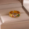 Wholesale Jewelry Geometric Copper Ring With Diamond Design And 18K Gold Plated For Women And Unisex In Ins Style