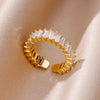 Wholesale Jewelry Geometric Copper Ring With Diamond Design And 18K Gold Plated For Women And Unisex In Ins Style