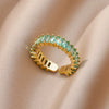 Wholesale Jewelry Geometric Copper Ring With Diamond Design And 18K Gold Plated For Women And Unisex In Ins Style
