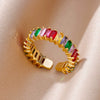 Wholesale Jewelry Geometric Copper Ring With Diamond Design And 18K Gold Plated For Women And Unisex In Ins Style