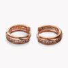 Wholesale Jewelry Geometric Copper Rose Gold Hollow Circle White Diamond Electroplated Earrings