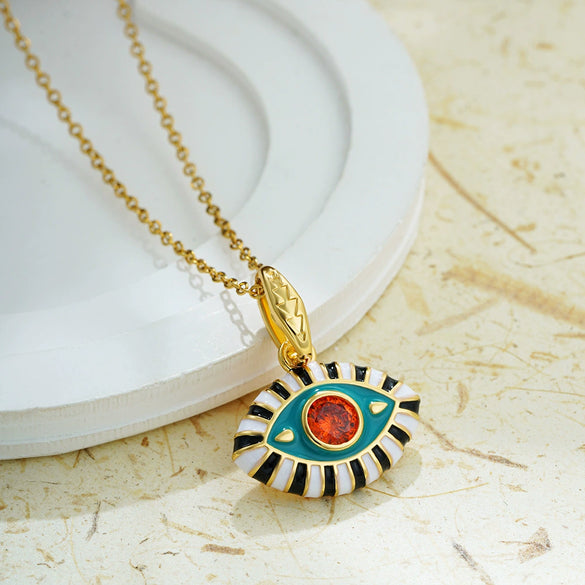 Wholesale Jewelry Geometric Copper Titanium Steel Devil's Eye Pendant Electroplating Baroque Style