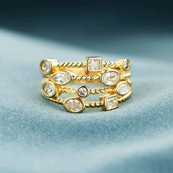 Wholesale Jewelry Geometric Copper Zirconia Ring