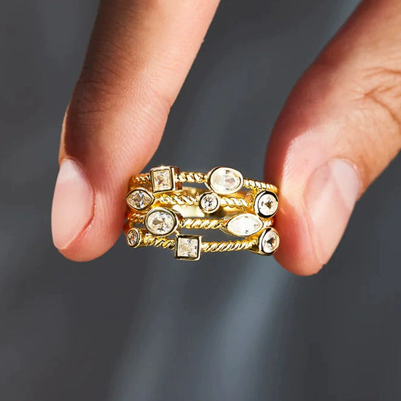 Wholesale Jewelry Geometric Copper Zirconia Ring