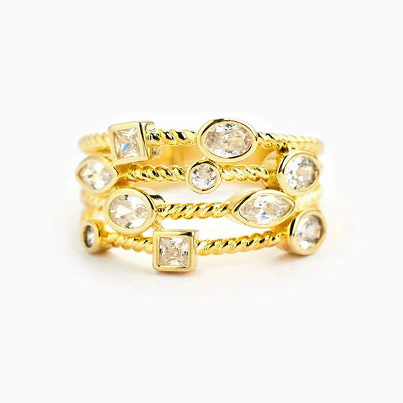 Wholesale Jewelry Geometric Copper Zirconia Ring