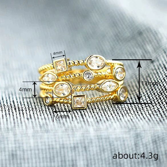Wholesale Jewelry Geometric Copper Zirconia Ring