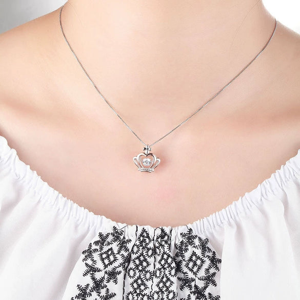 Wholesale Jewelry Geometric Cross Crown Zircon Pendant Necklace S925 Sterling Silver Electroplated