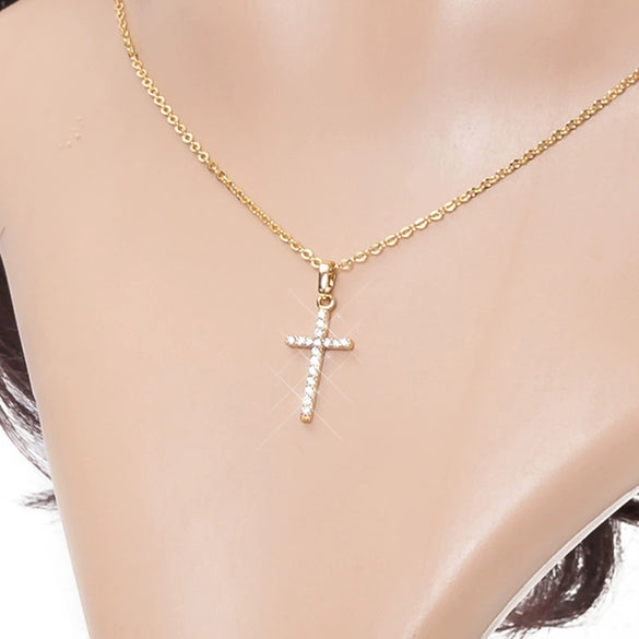 Wholesale Jewelry Geometric Cross Pendant Necklace With Twisted Chain Alloy Electroplated