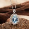 Wholesale Jewelry Geometric Crystal 925 Sterling Silver Pendant Collarbone Necklace Set With Gemstones