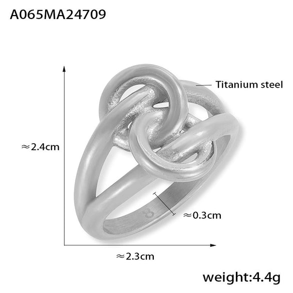 Wholesale Jewelry Geometric Doublelayer Line Hollow Interlocking 316L Stainless Steel Goldplated Ring